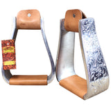 Engraved Aluminum Deep Roper Horse Saddle Stirrups Hilason