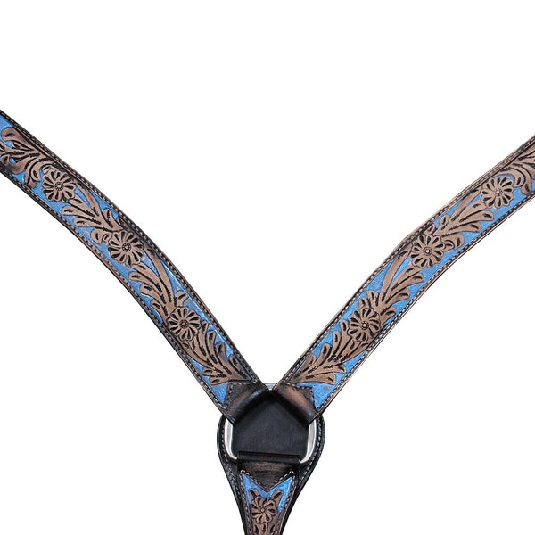 Hilason Western Horse Breast Collar Headstall American Leather Brown Turquoise - Uhorse