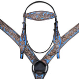 Hilason Western Horse Breast Collar Headstall American Leather Brown Turquoise