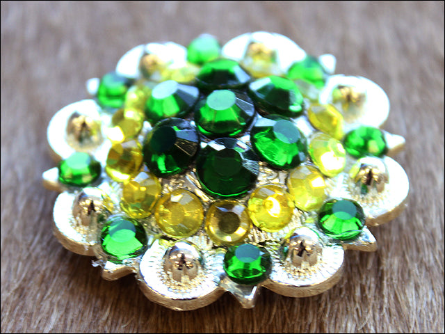 HILASON Lemon Green Crystals Berry Silver Bling Headstall Saddle | Western Concho Belt Slotted Conchos