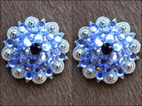HILASON Western Berry Conchos Glass Rhinestones Bling Tack Cowgirl Blue Color | Western Concho Belt | Slotted Conchos