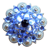HILASON Western Berry Conchos Glass Rhinestones Bling Tack Cowgirl Blue Color | Western Concho Belt | Slotted Conchos