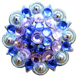 HILASON Western Berry Conchos Glass Rhinestones Bling Tack Cowgirl Rose & Sapphire Color | Bridle Conchos | Slotted Conchos