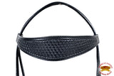 HILASON Western Horse Headstall Breast Collar Set Genuine American Leather Basket Weave Black | For Horses