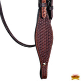 HILASON Western Horse Headstall Breast Collar Set Tack Genuine American Leather Basket Weave Dark Brown