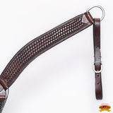 HILASON Western Horse Headstall Breast Collar Set Tack Genuine American Leather Basket Weave Dark Brown