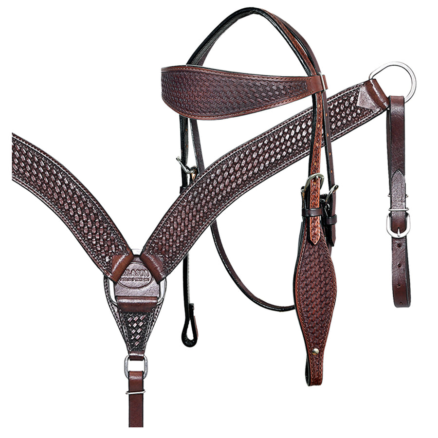 HILASON Western Horse Headstall Breast Collar Set Tack Genuine American Leather - Uhorse