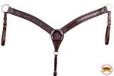 HILASON Western Horse Headstall Breast Collar Set Tack Genuine American Leather Barb Wire Dark Brown