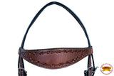 HILASON Western Horse Headstall Breast Collar Set Tack Genuine American Leather Barb Wire Dark Brown