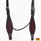 HILASON Western Horse Headstall Breast Collar Set Genuine American Leather Barb Wire Dark Brown | For Horses