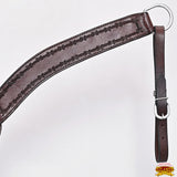 HILASON Western Horse Headstall Breast Collar Set Genuine American Leather Barb Wire Dark Brown | For Horses