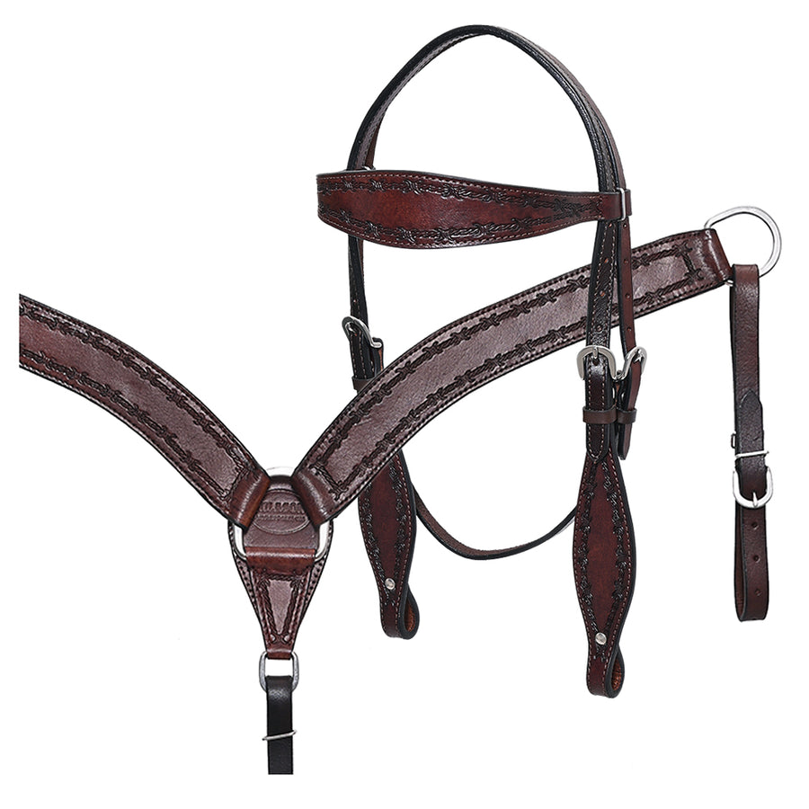 HILASON Western Horse Headstall Breast Collar Set Tack Genuine American Leather - Uhorse