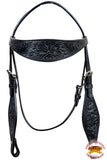 HILASON Western Horse Breast Collar Headstall Genuine American Leather Floral Black