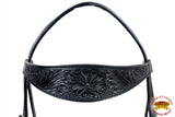 HILASON Western Horse Breast Collar Headstall Genuine American Leather Floral Black