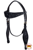 HILASON Western Horse Breast Collar Headstall Genuine American Leather Floral Black