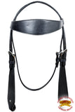 HILASON Western Horse Headstall Breast Collar Set Tack Genuine American Leather Plain Black