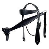 HILASON Western Horse Headstall Breast Collar Set Tack Genuine American Leather Plain Black