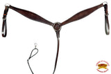 HILASON Western Horse Headstall Breast Collar Set Tack Genuine American Leather Plain Dark Brown