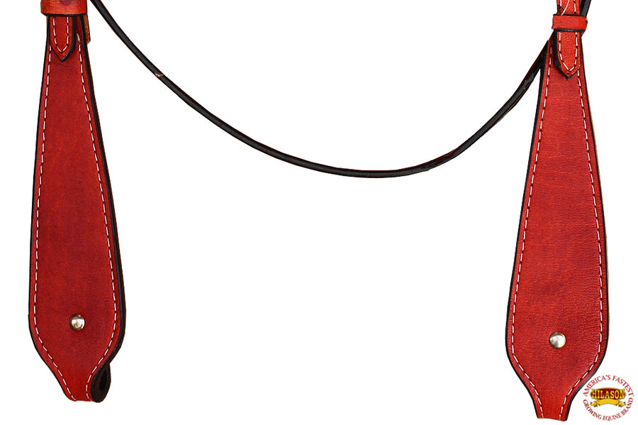 HILASON Western Horse Headstall Breast Collar Set American Leather Plain Mahogany | For Horses
