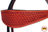 HILASON Western Horse Headstall Breast Collar Set Genuine American Leather Basket Weave Mahogany | Headstall For Horses Western | Headstall | Horse Headstall | Headstall For Horses | Headstall Set