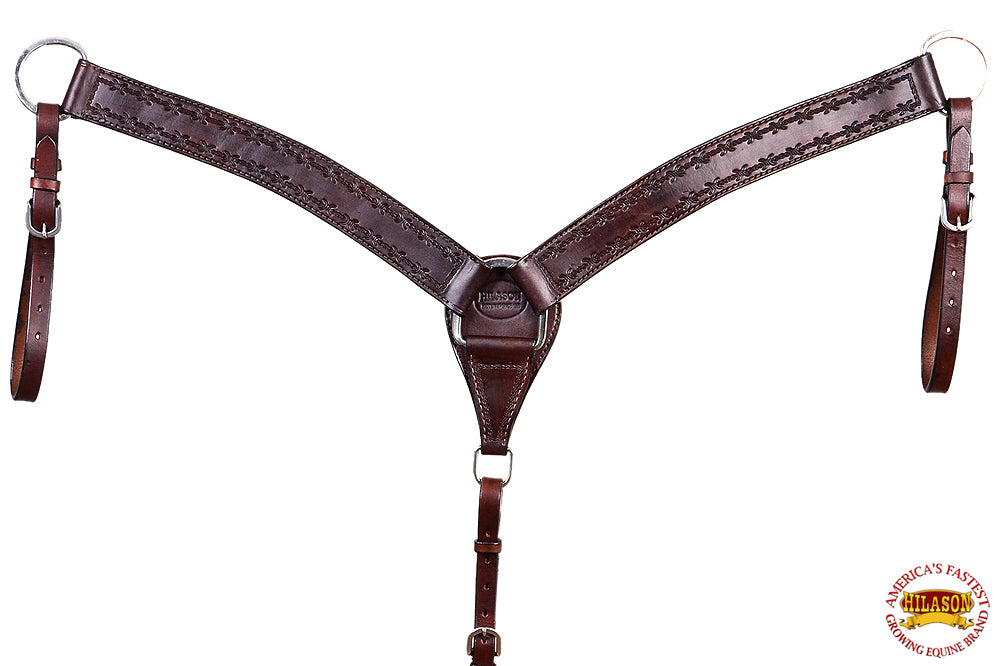 HILASON Western Horse Headstall Breast Collar Set Genuine American Leather Barb Wire Dark Brown | Headstall For Horses Western | Headstall | Horse Headstall | Headstall For Horses | Headstall Set