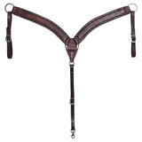 HILASON Western Horse Headstall Breast Collar Set Tack Genuine American Leather Barb Wire Dark Brown
