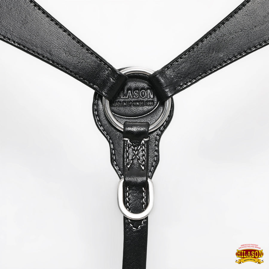 HILASON Western Horse Headstall Breast Collar Set Genuine American Leather Plain Black | For Horses