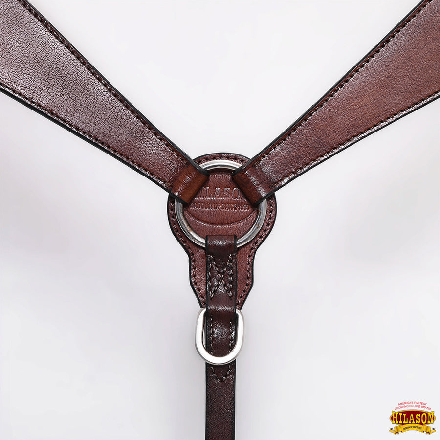HILASON Western Horse Headstall Breast Collar Set Genuine American Leather Plain Dark Brown | For Horses