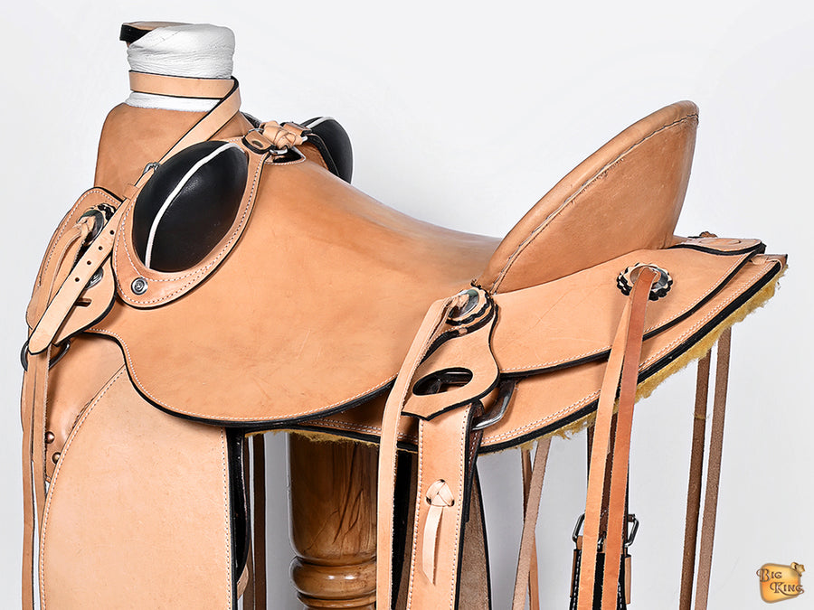 HILASON Western Horse Wade Saddle American Leather Ranch Roping Tan | Hand Tooled & For Horses