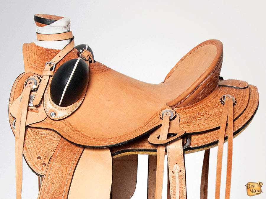 HILASON Western Horse Wade Saddle American Leather Ranch Roping Tan | Hand Tooled & For Horses