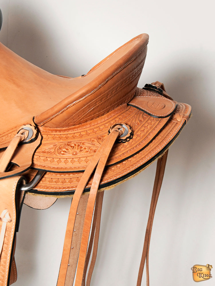 HILASON Western Horse Wade Saddle American Leather Ranch Roping Tan | Hand Tooled & For Horses