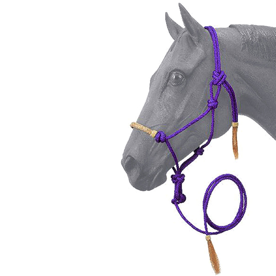 Purple Tough-1 H. Size Rawhide Noseband Poly Nylon Rope Halter W/ Lead by Hilason – Cowboy and equestrian accessories