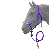 Purple Tough-1 Horse Size Rawhide Noseband Poly Nylon Rope Halter W/ Lead