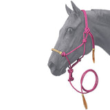 Pink Tough-1 Horse Size Rawhide Noseband Poly Nylon Rope Halter W/ Lead