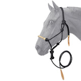 Black Tough-1 Horse Size Rawhide Noseband Poly Nylon Rope Halter W/ Lead