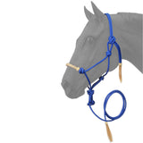 Royal Blue Tough-1 Horse Size Rawhide Noseband Poly Nylon Rope Halter W/ Lead