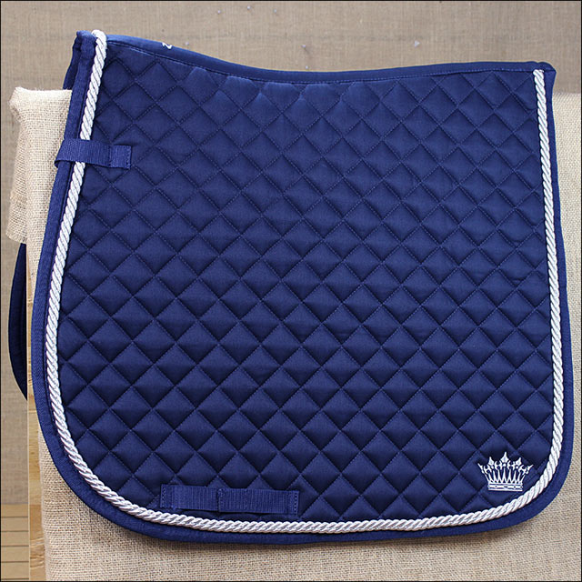 Full Size Horze Silver Cord All Purpose Horse Cotton Saddle Pad Dark Blue - Uhorse