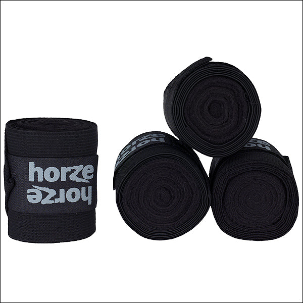 Black Horze Nest Elastic Polar Fleece Leg Wrap Bandage Set Of4 Horse