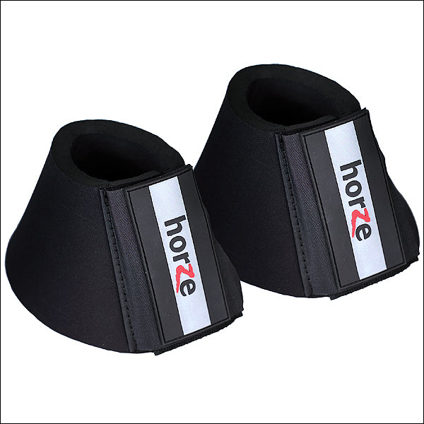 Large Black Horze Heavy Duty Neoprene Pro Bell Boots Horse Leg Protection Pair - Uhorse