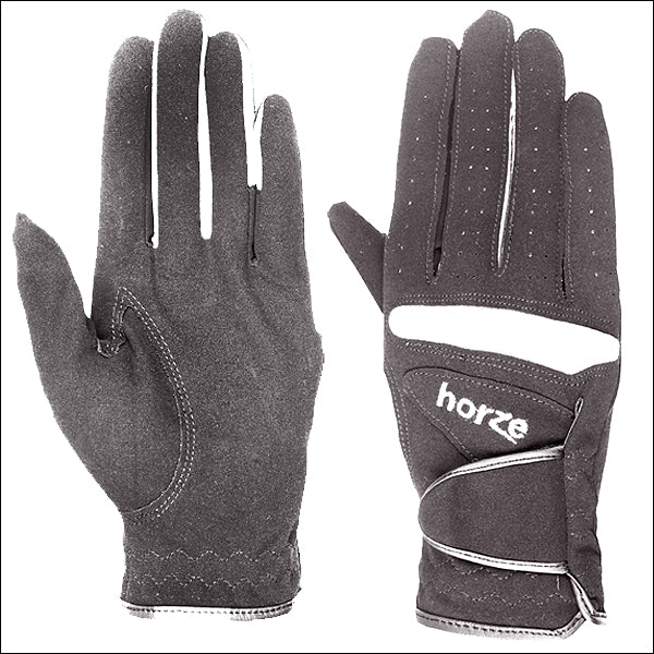Large Grey Horze Lyon Synthetic Leather Gloves W/ Lycra Panels H. by Hilason – Cowboy and equestrian accessories