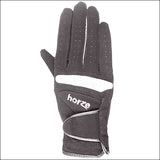 Large Grey Horze Lyon Synthetic Leather Gloves W/ Lycra Panels Horse Riding