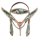 HILASON Western Horse Leather Headstall and Breast Collar Set Camo | Headstall Bridle for Horses Western | Horse Headstall Bridle | Western Headstalls Bridle for Horses