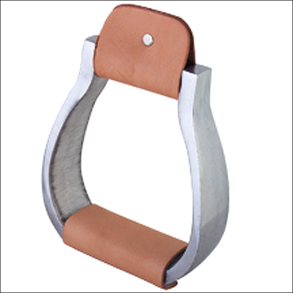Hilason Aluminium Bell Horse Saddle Stirrups With Leather Foot Grip - Uhorse