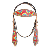 HILASON Western Horse Leather Headstall and Breast Collar Tack Set Rainbow| Headstall Bridle for Horses Western | Horse Headstall Bridle | Western Headstalls Bridle for Horses