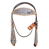 HILASON Western Horse Leather Headstall and Breast Collar Set Tan| Headstall Bridle for Horses Western | Horse Headstall Bridle | Western Headstalls Bridle for Horses