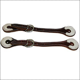 Hilason Burgundy Leather Spur Straps 1 Ply Stitched Skirt Leather Rawhide Trim