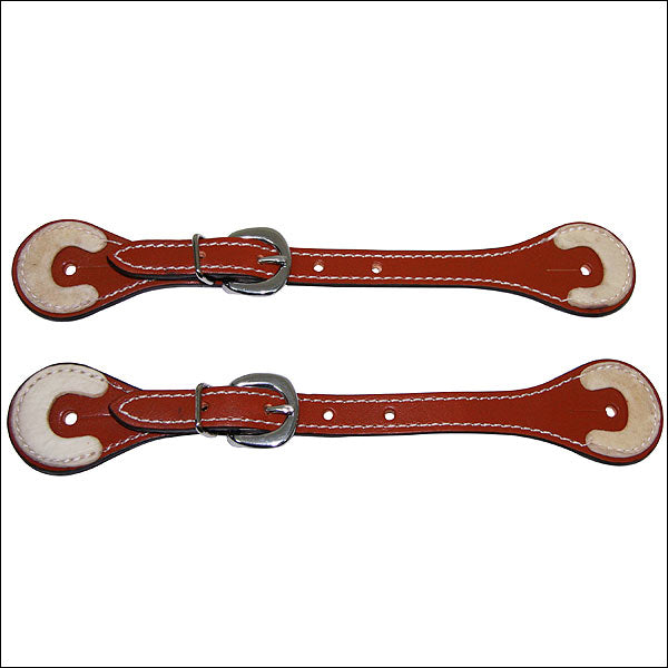 Hilason Russet Leather Spur Straps 1 Ply Stitched Skirting Rawhide Trim - Uhorse