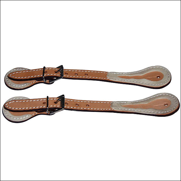 Hilason Russet Leather Spur Straps 1 Ply Stitched W/ Rawhide Trim