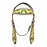 HILASON Western Horse Leather Headstall and Breast Collar Set Cross Gun | Headstall Bridle for Horses Western | Horse Headstall Bridle | Western Headstalls Bridle for Horses