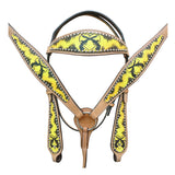 HILASON Western Horse Leather Headstall and Breast Collar Set Cross Gun | Headstall Bridle for Horses Western | Horse Headstall Bridle | Western Headstalls Bridle for Horses